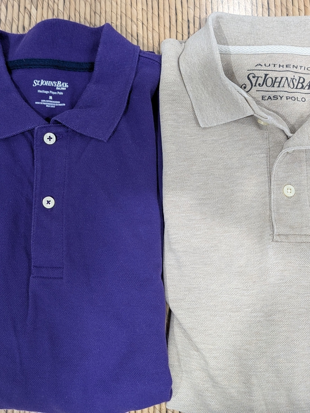 St. John's Bay Purple and Tan Men's Polo Pair